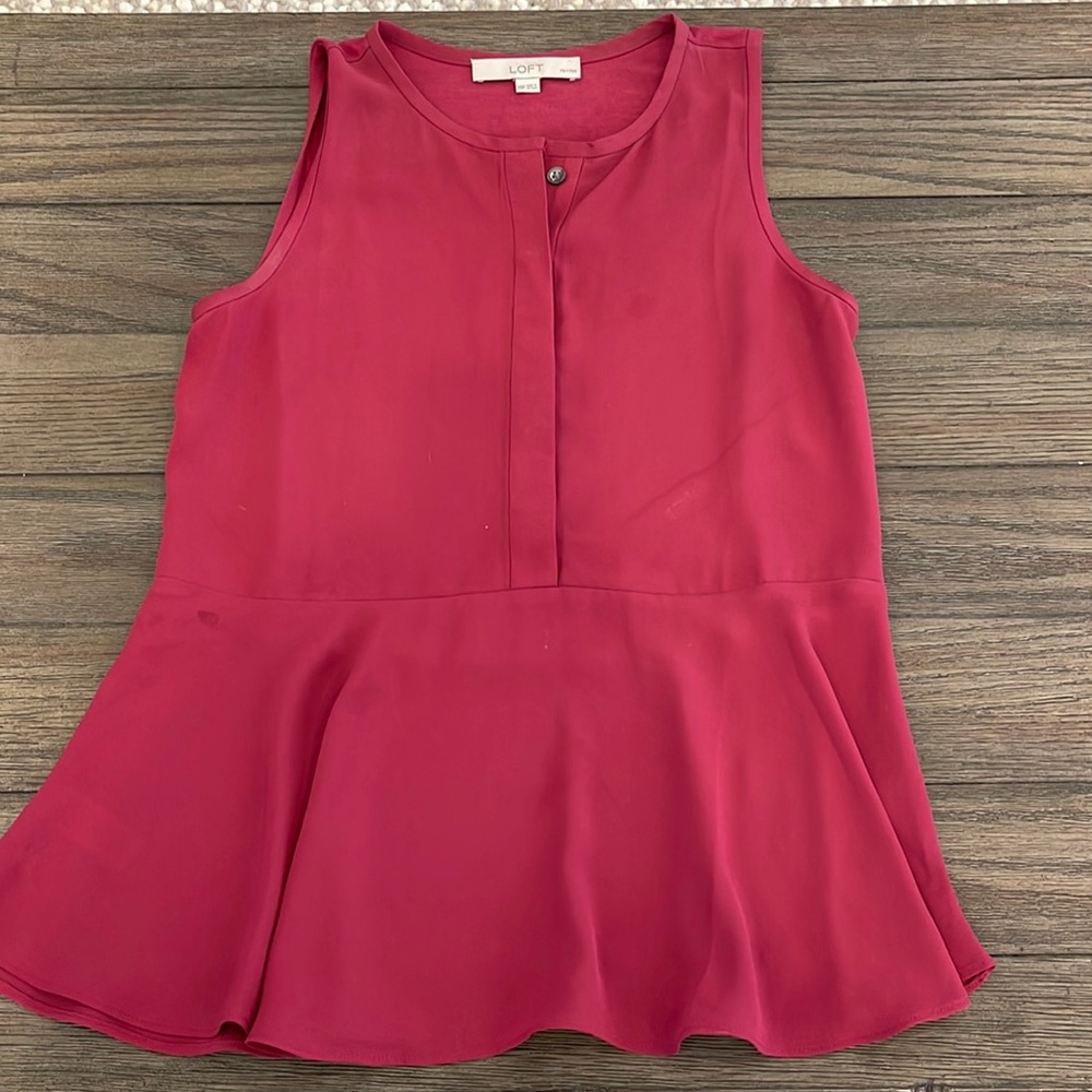 Pink peplum style loft blouse XXSP